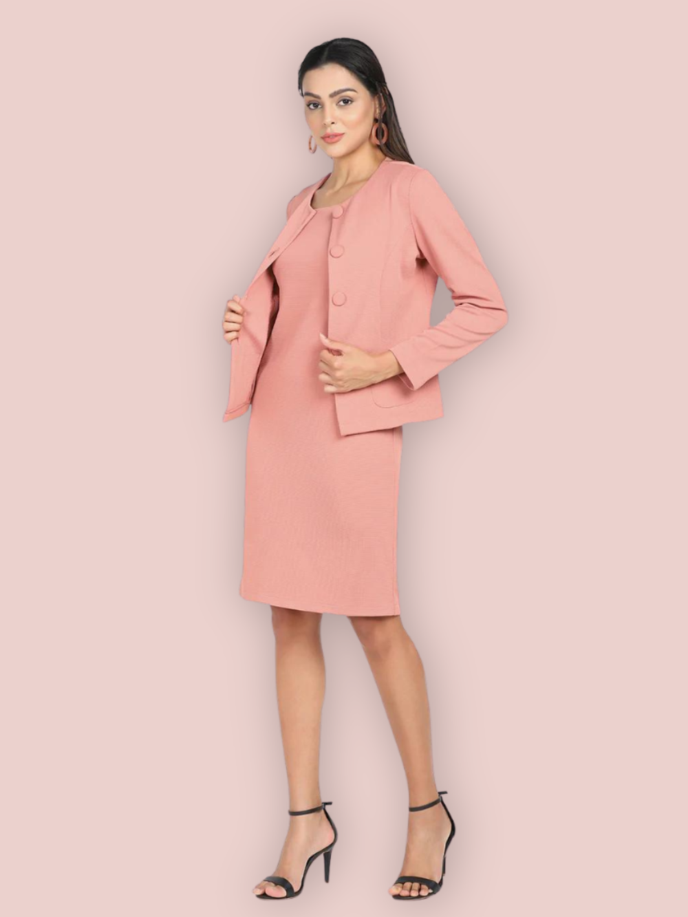 Women's Work Formal Stretch Skirt Suit - Pink