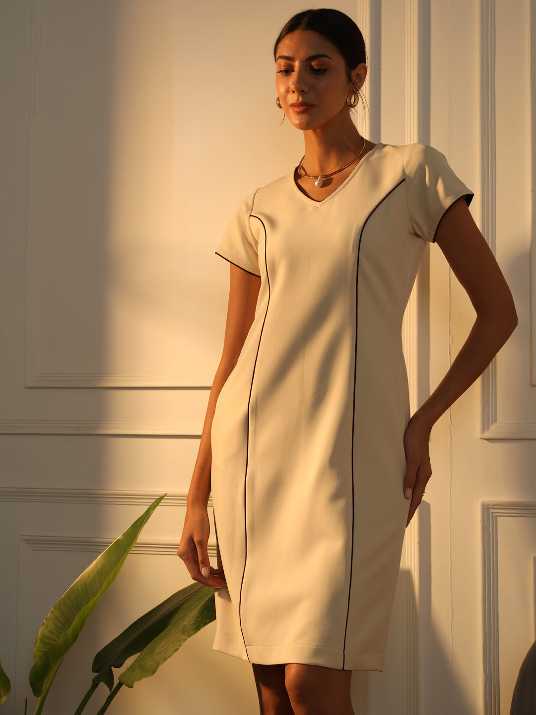 Calvin Klein Women's Sleeveless Dress with Side Pleated Ruffle, White, 10 