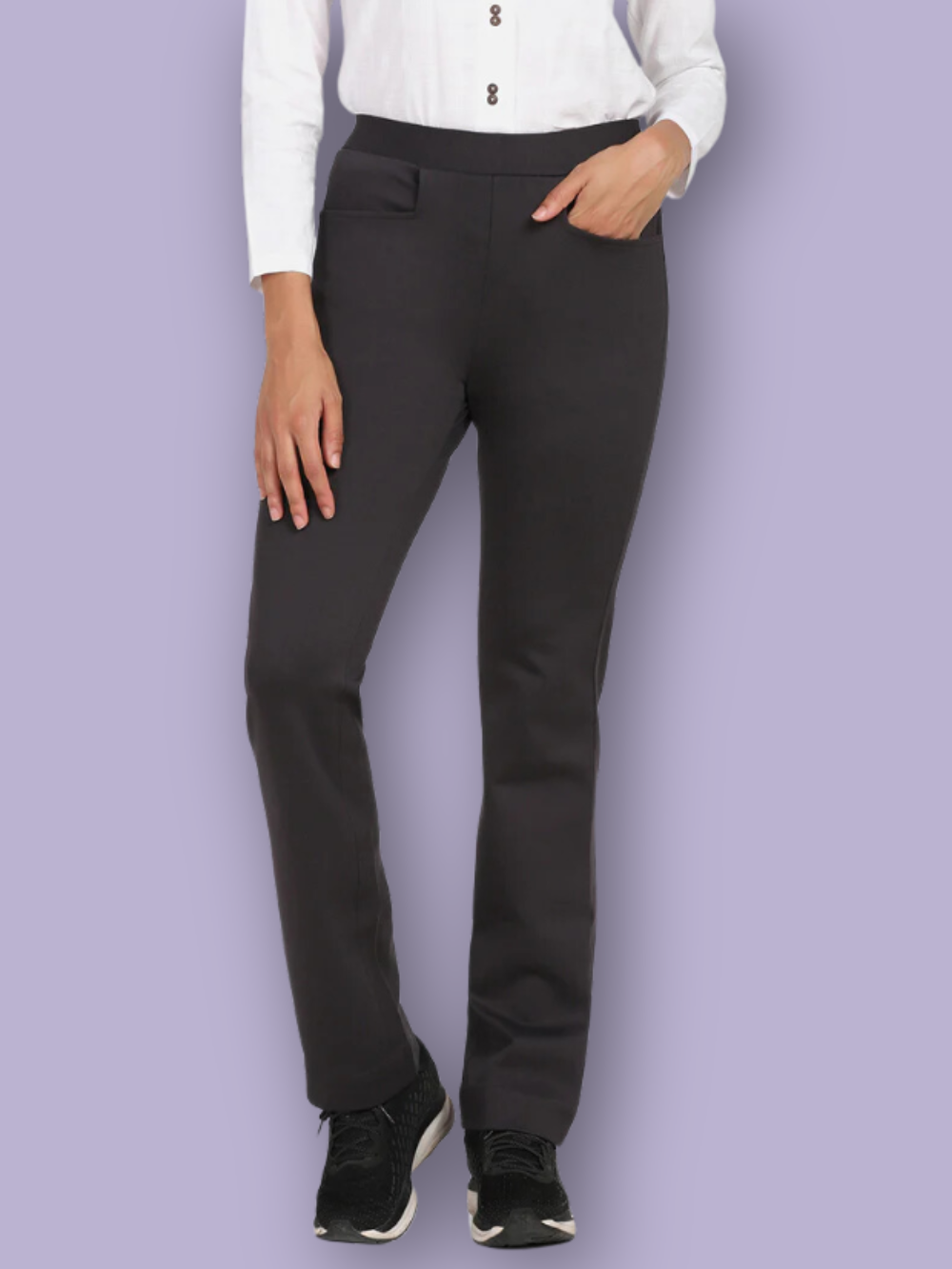 Plus Size Women's Black Cotton Formal Trouser- PowerSutra – The Ambition  Collective