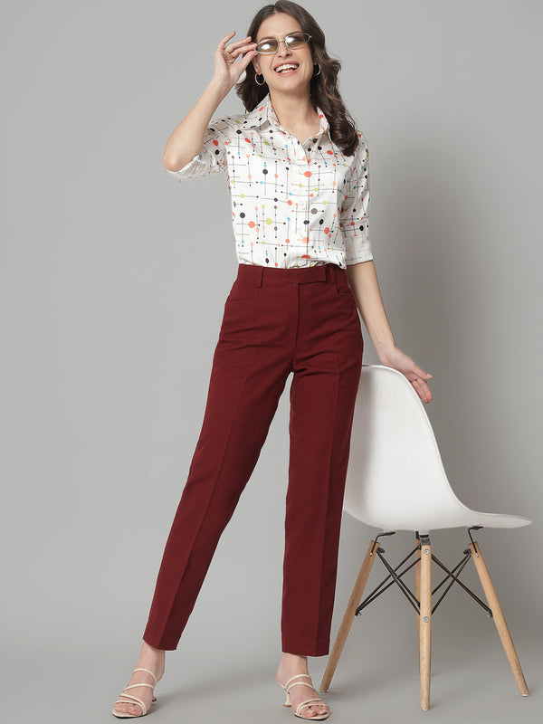 Kotty Regular Fit Women Polyester Blend Brown Trousers