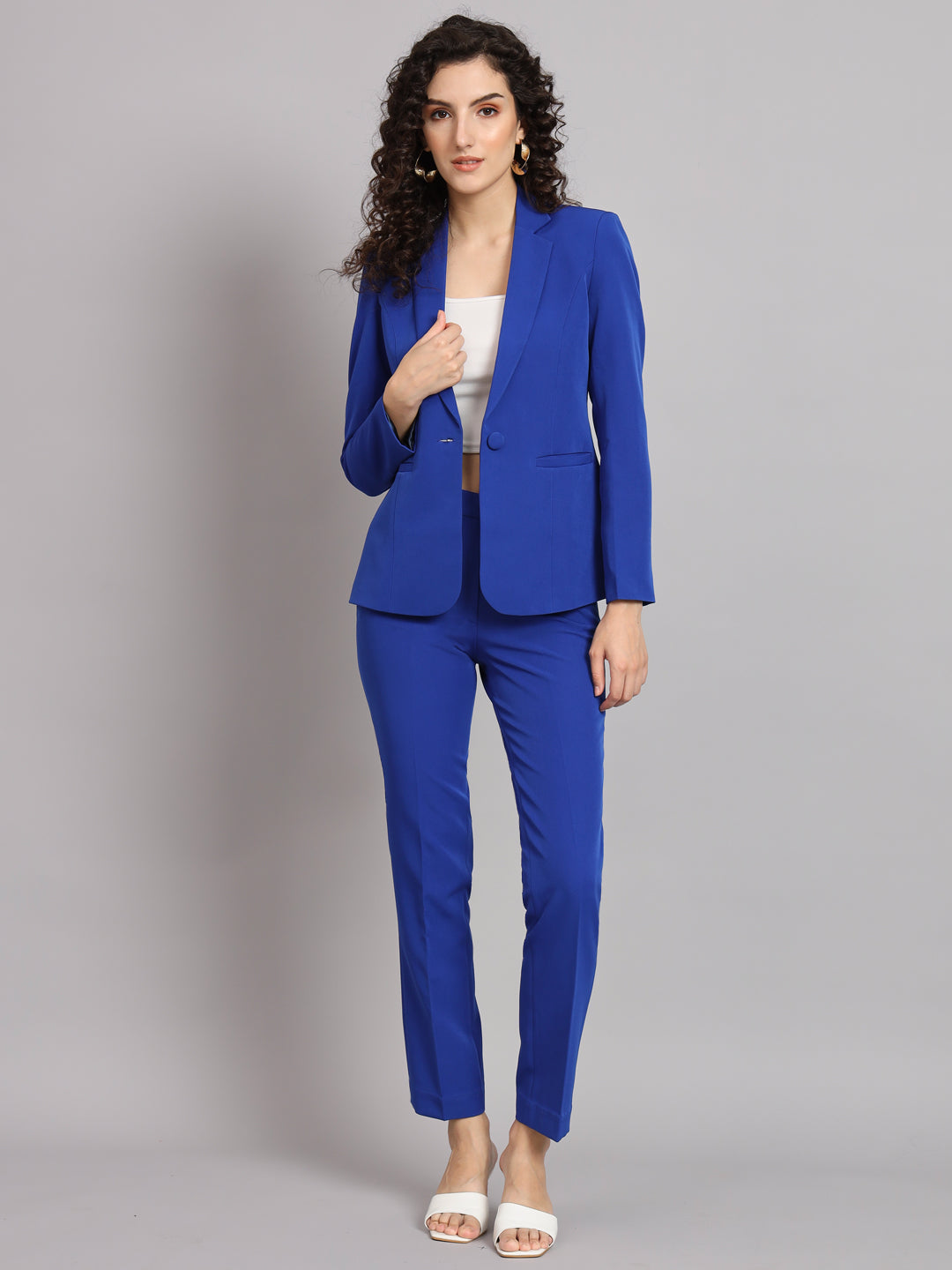Blue Pant Suit for Women, Three Piece Suit, Women Formal Wear