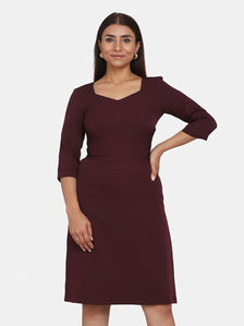 Jewel Neckline A-Line Evening Dress - Wine