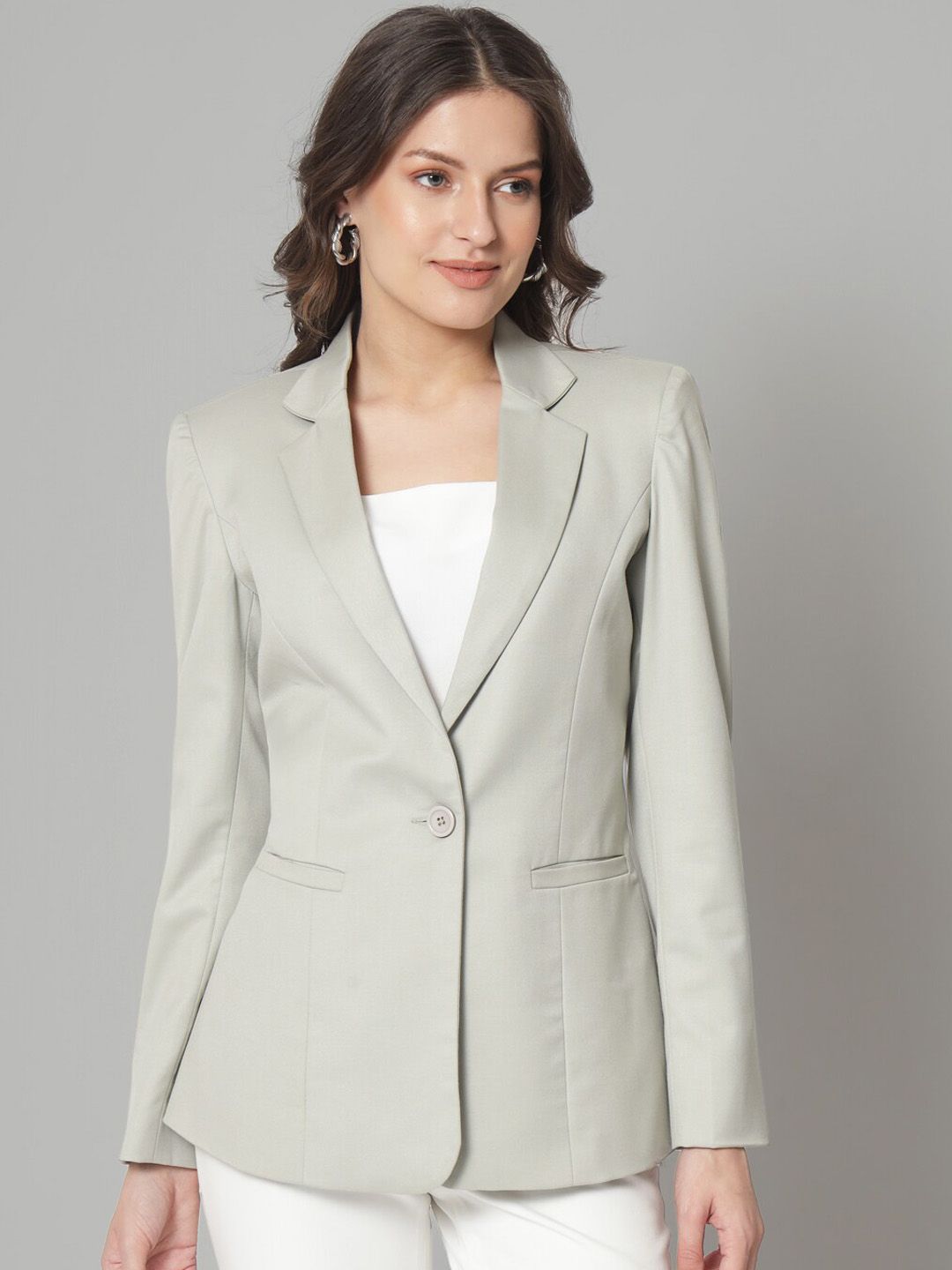 Notched Collar Blazer- Sage Green