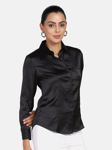 Button Detailed Collared Shirt - Black