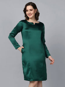 Satin party dress - Bottle green