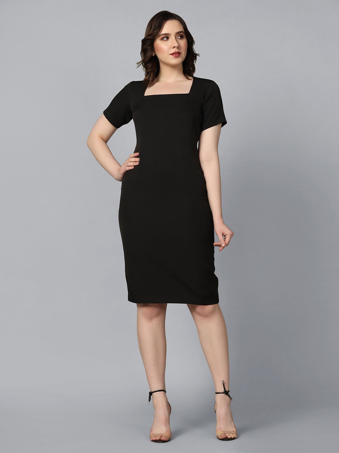 Stretch Pencil Dress- Black