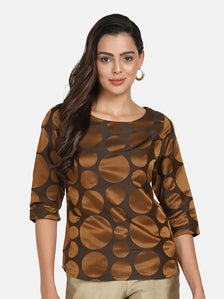 Formal Pure Silk Top - Copper Brown