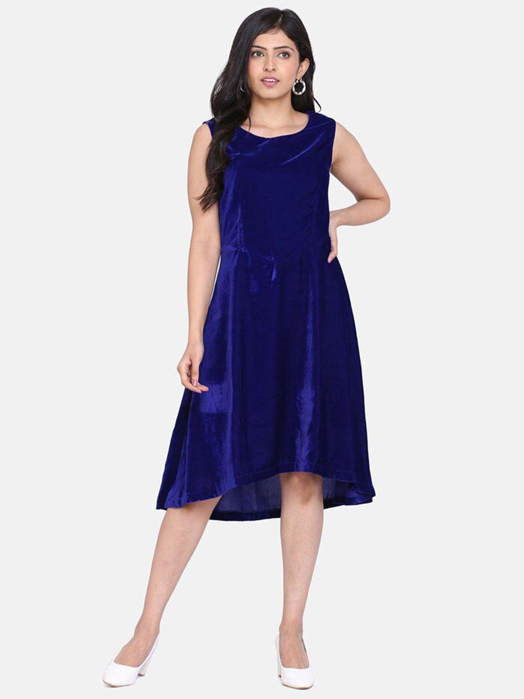 Velvet High Low Evening Dress- Royal Blue