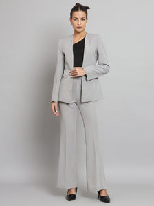 Lapel less Stretch Pant Suit- Grey