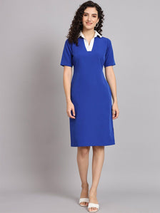 Casual Collared Dress - Ink Blue