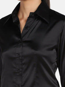 Satin Stretch Shirt - Black