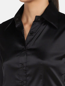 Button Detailed Collared Shirt - Black