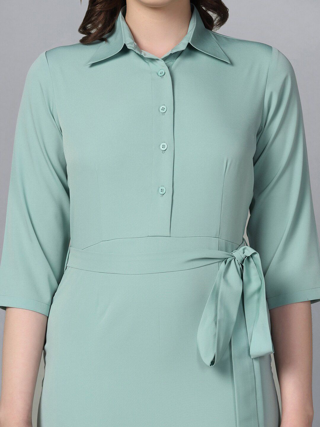 Crepe Collared Dress : Light Blue