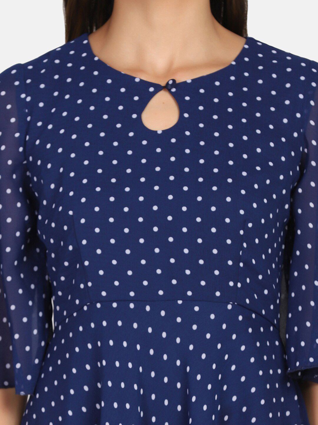 Polka Dot Flare Dress - Royal Blue