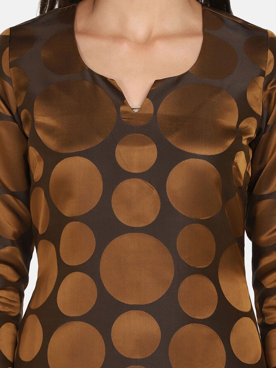 Polka Dot Pure Silk Party Dress- Copper Brown