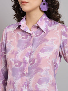 Marble Printed  Shirt - Lavender