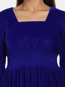 Velvet Evening Dress for Women - Royal Blue