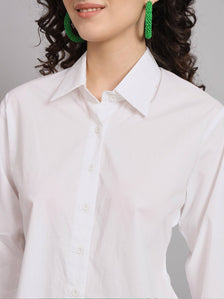 Comfort Fit Cotton  Shirt - White