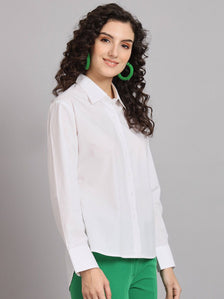 Comfort Fit Cotton  Shirt - White