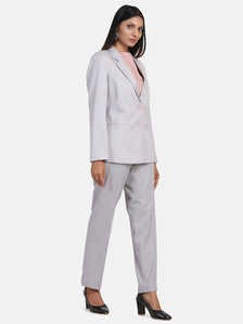 Poly Cotton Pant Suit - Grey