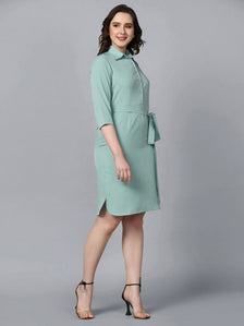 Crepe Collared Dress : Light Blue