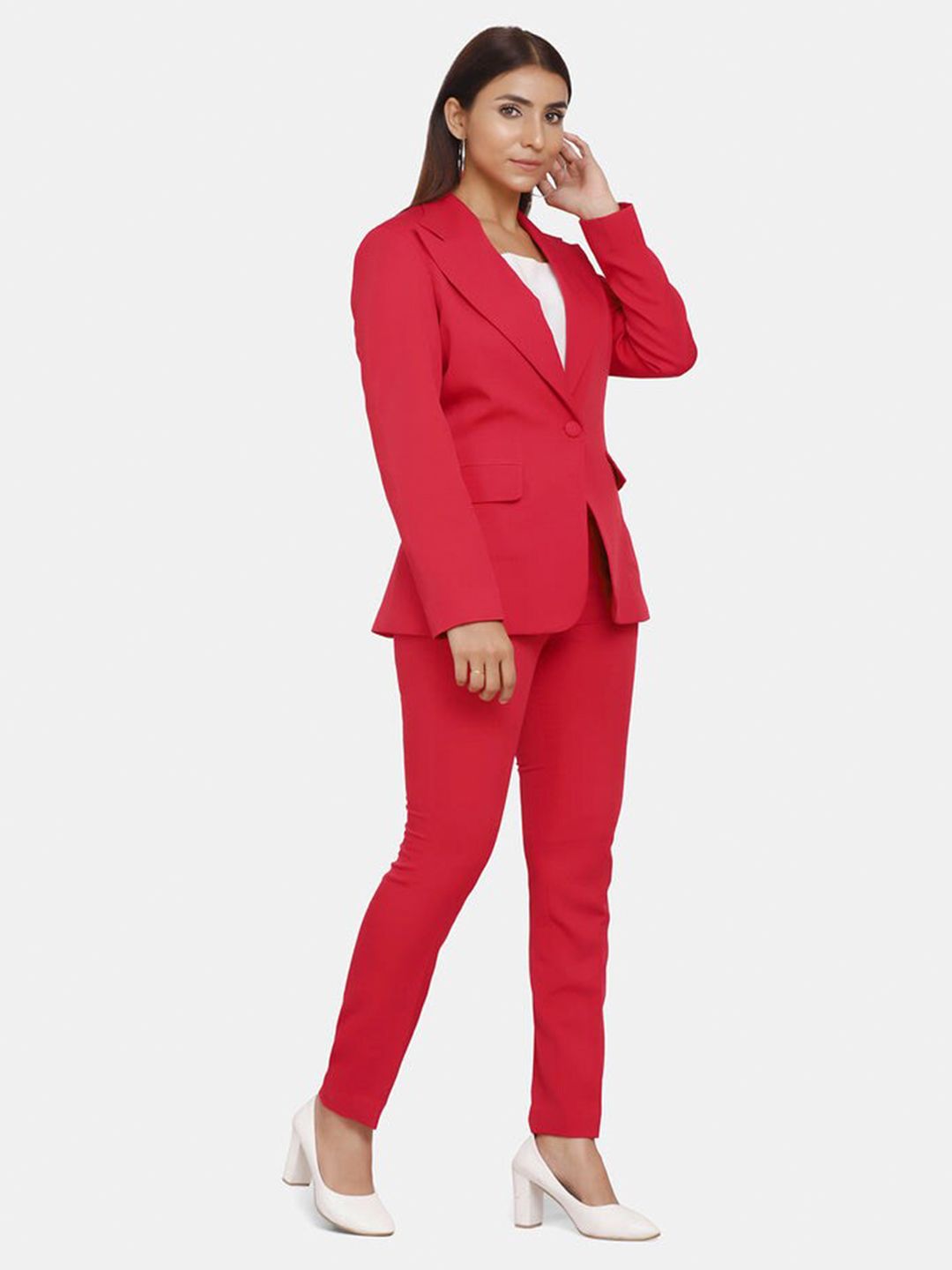 Women's Formal Stretch Pant Suit - Red