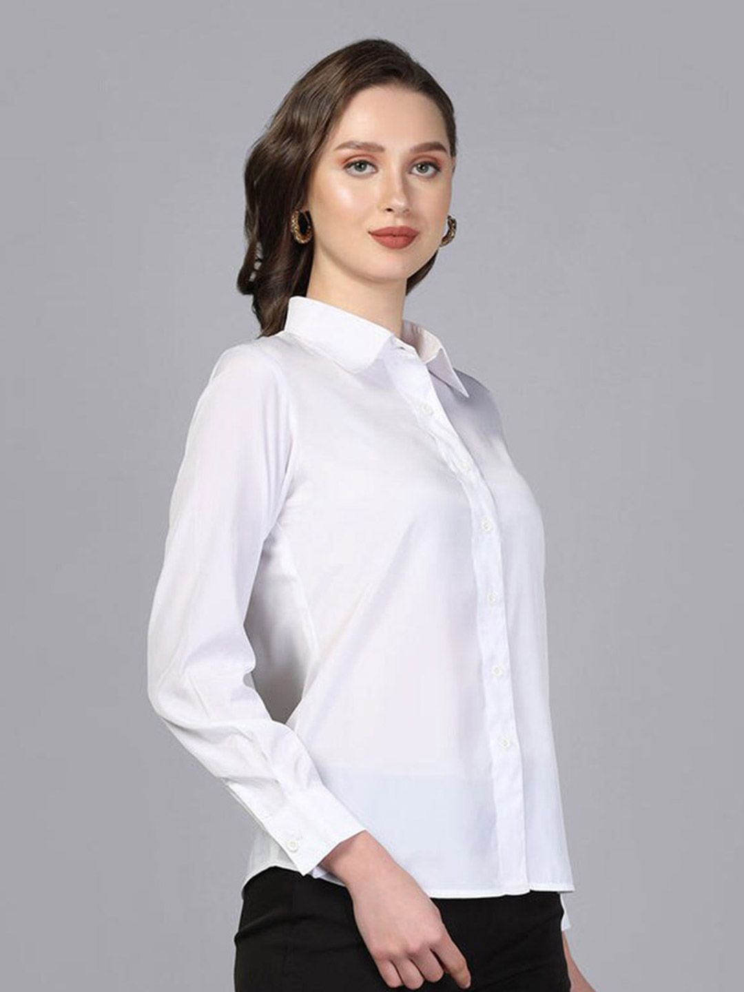 Collared crepe shirt - White