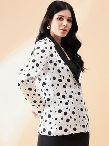 Polka Dot Blazer - Black and White