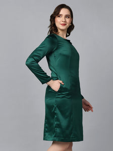 Satin party dress - Bottle green