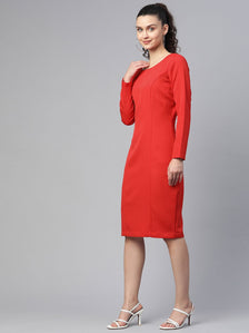 Stretch Pencil Dress - Hot Red