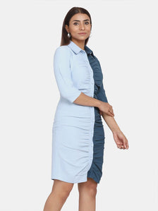 Women's Colour Block Stretch Dress - Blue