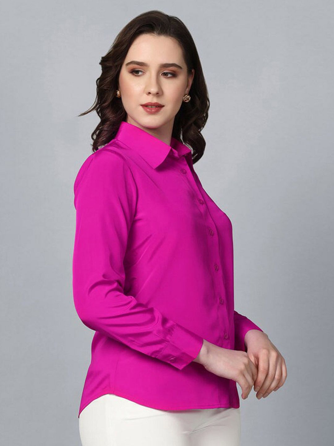 Collared Crepe Shirt- Pink