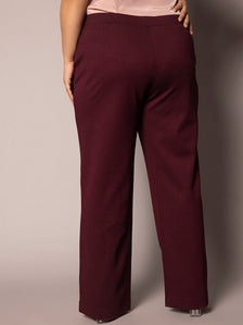 Wide Bottom Mid Waist Stretch Pants