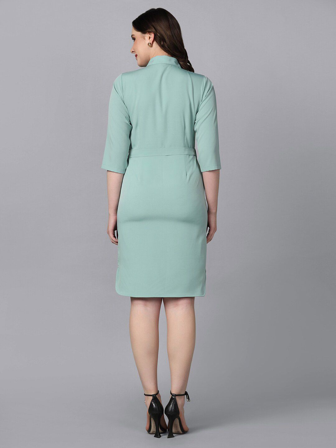 Crepe Collared Dress : Light Blue