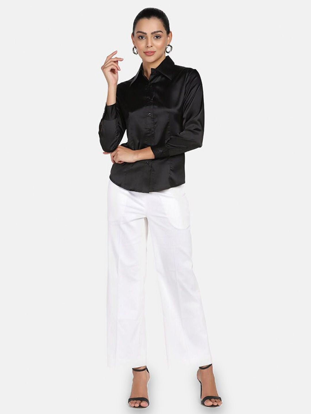 Satin Stretch Shirt - Black