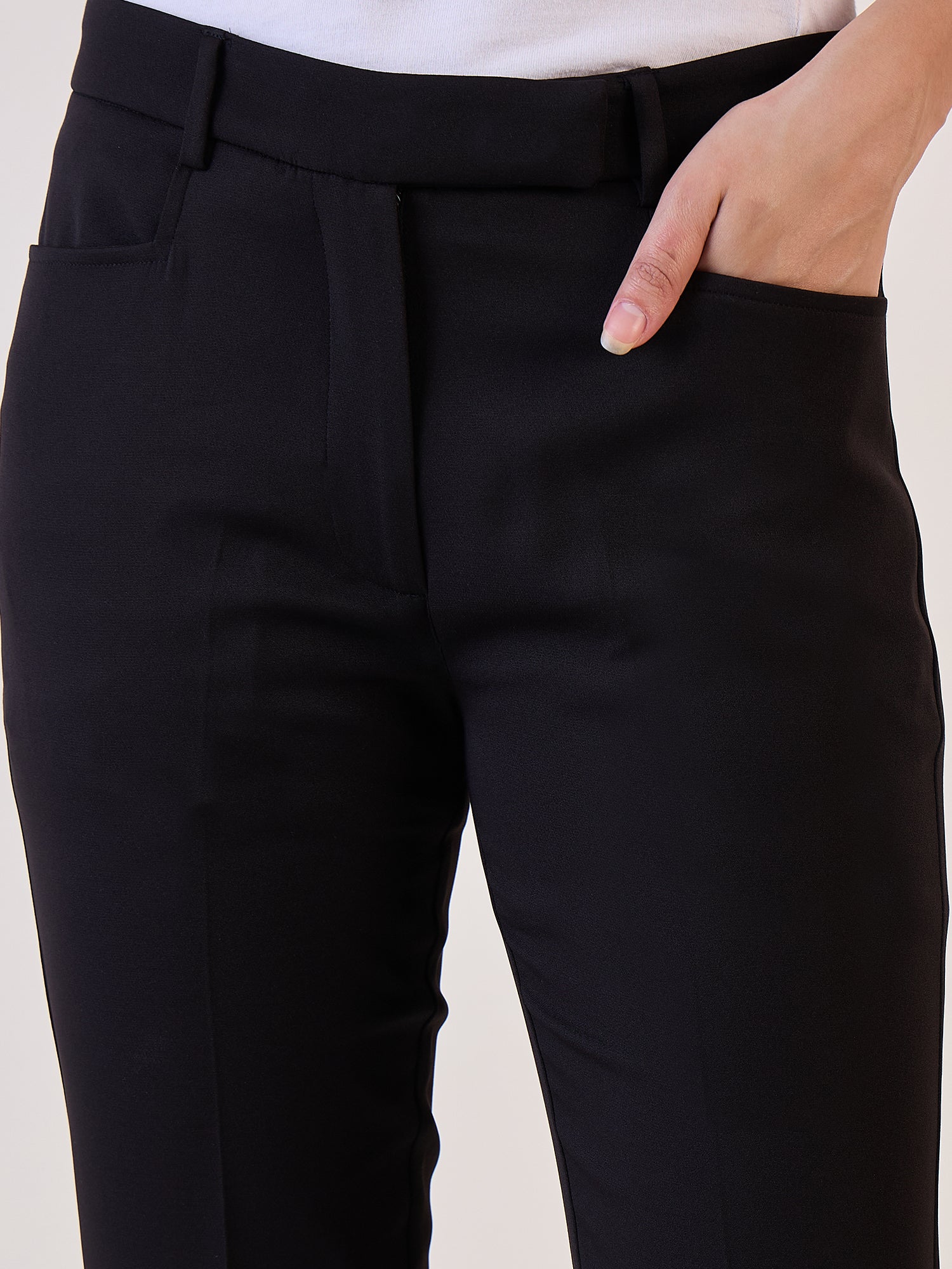 Slim Fit Stretch Pants- Black