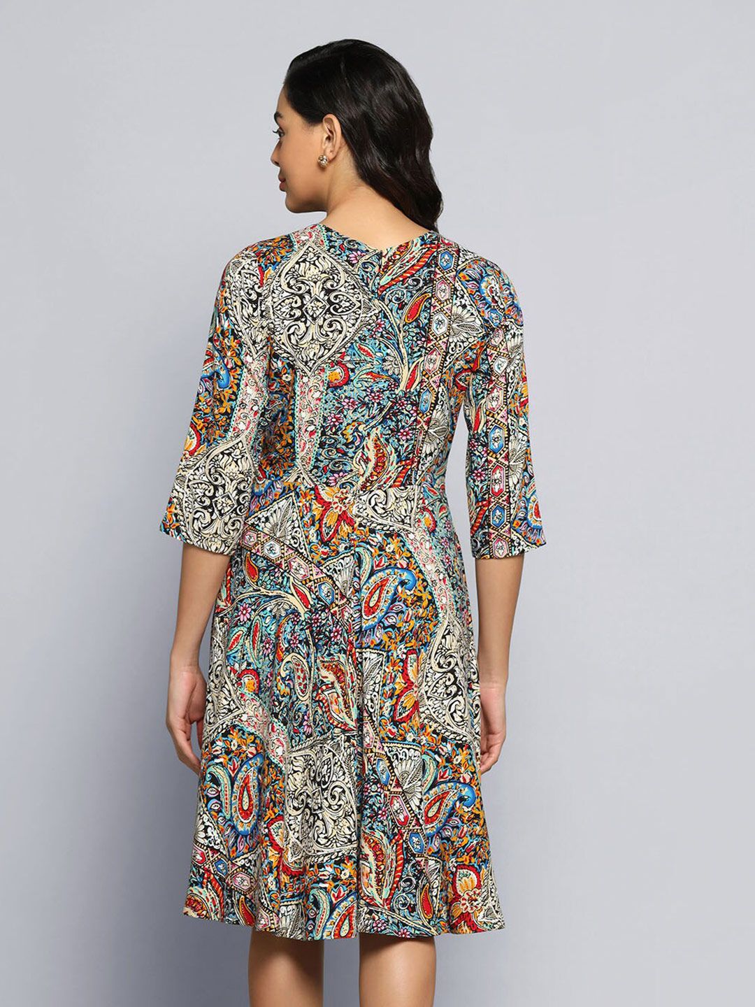 Printed Multicolor Flare Dress