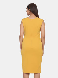 Stretch Formal Evening Dress - Mustard Yellow