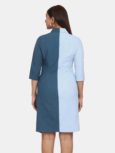 Women's Colour Block Stretch Dress - Blue