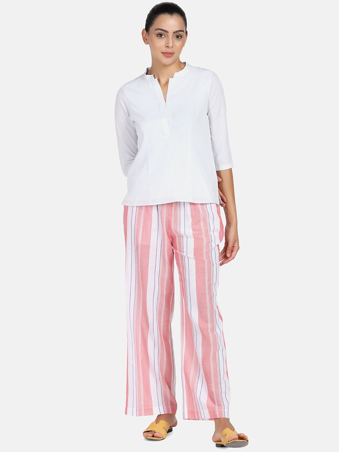 Striped Cotton Pyjama - Peach