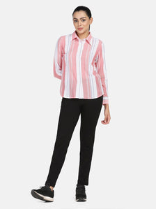 Striped Cotton Shirt - Peach