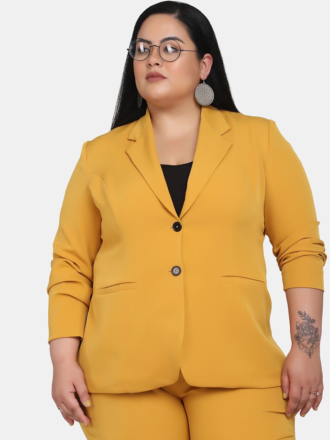 Women's Formal Pant Suit For Work- Mustard Yellow