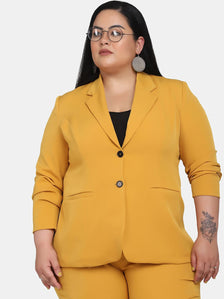 Women's Formal Pant Suit For Work- Mustard Yellow