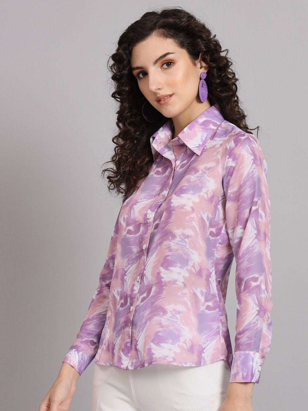 Marble Printed  Shirt - Lavender