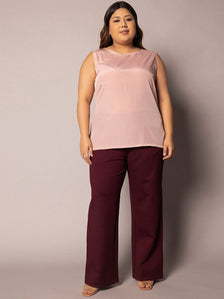 Wide Bottom Mid Waist Stretch Pants