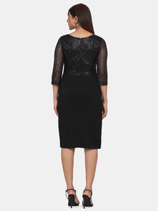 Sequin Stretch Evening Party Dress - Black