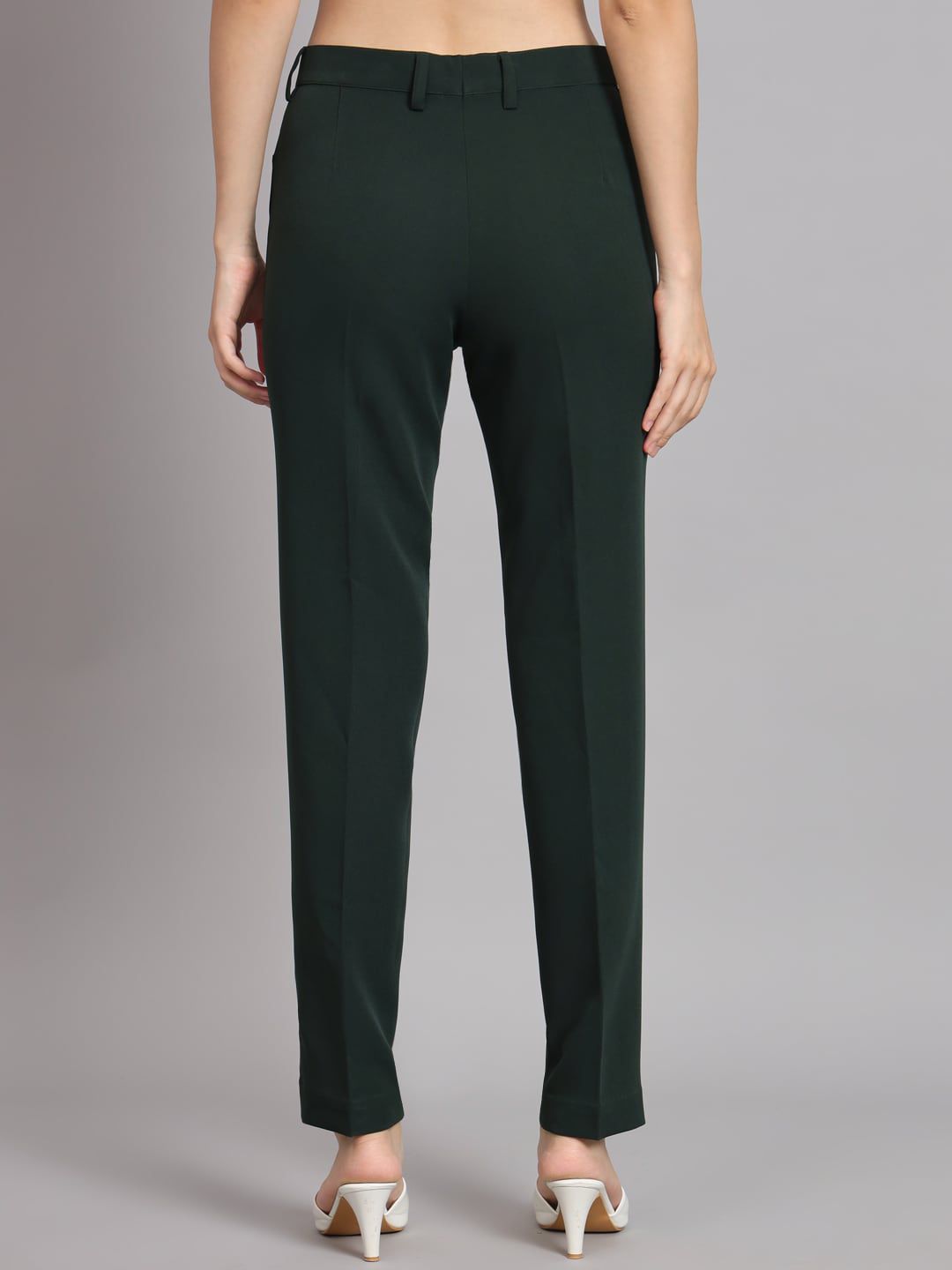 Regular Fit Mid Waist Trouser - Bottle Green