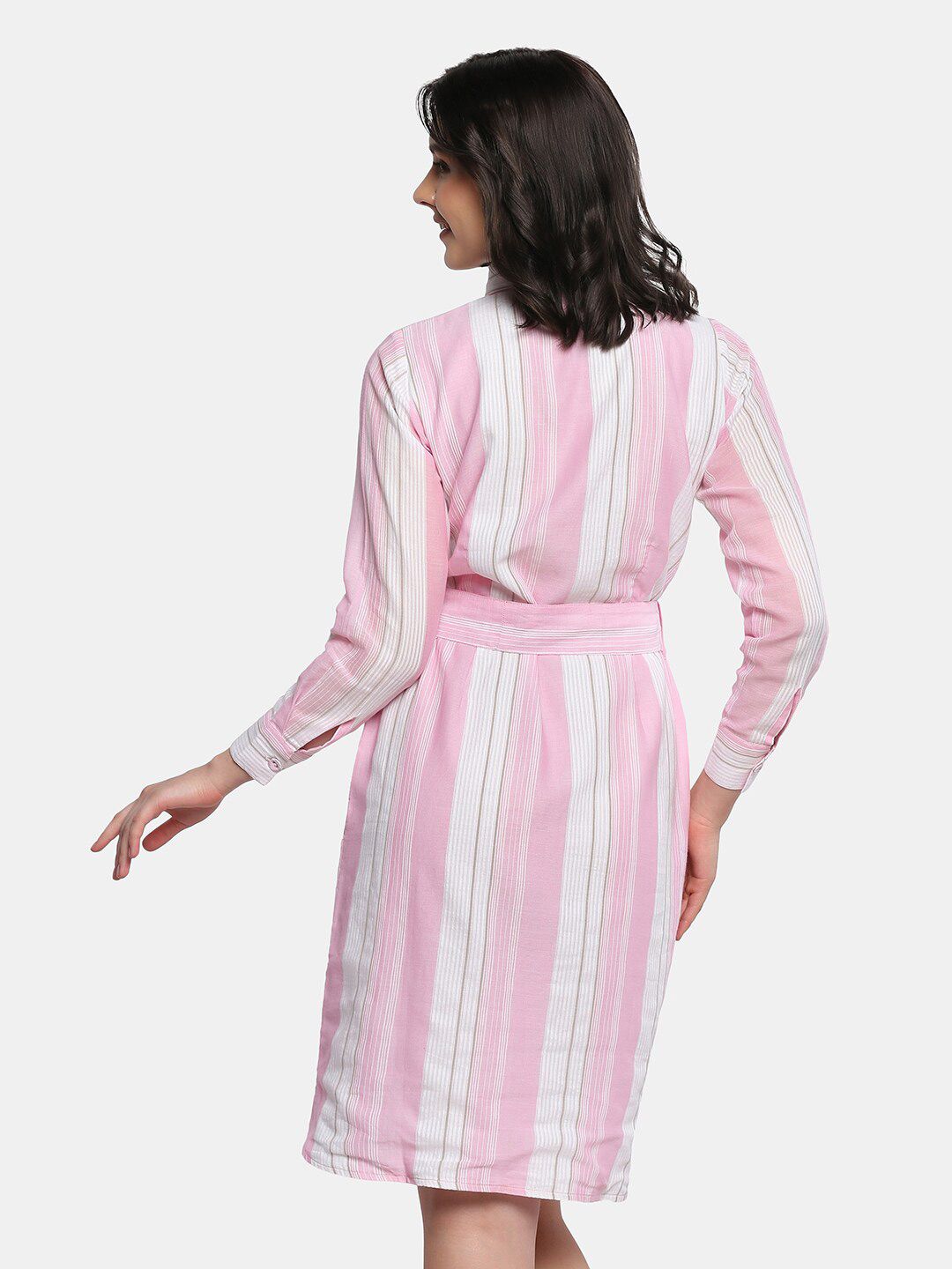 Cotton Shirt Dress - Baby Pink