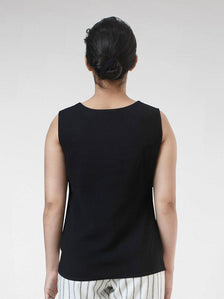 Poly Moss Square Neck Regular FIt Camisole - Black