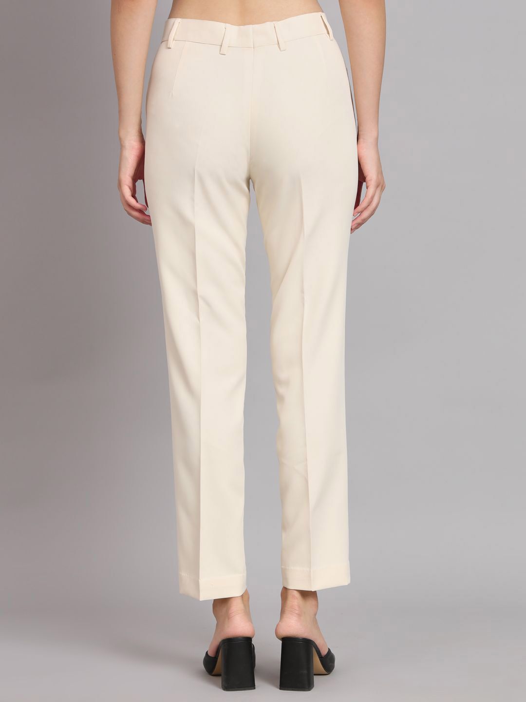 Regular Fit Mid Waist Trouser - Off White